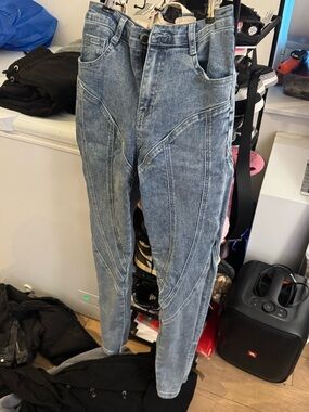 Maniere De Voir Light Wash Panelled Jeans